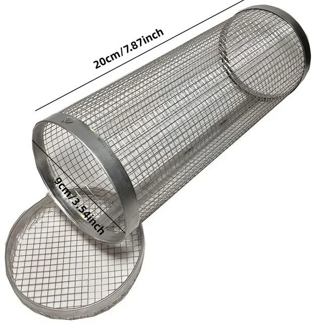Circular Stainless Steel Rolling BBQ Basket – 360° Rotating Mesh Grill Cylinder