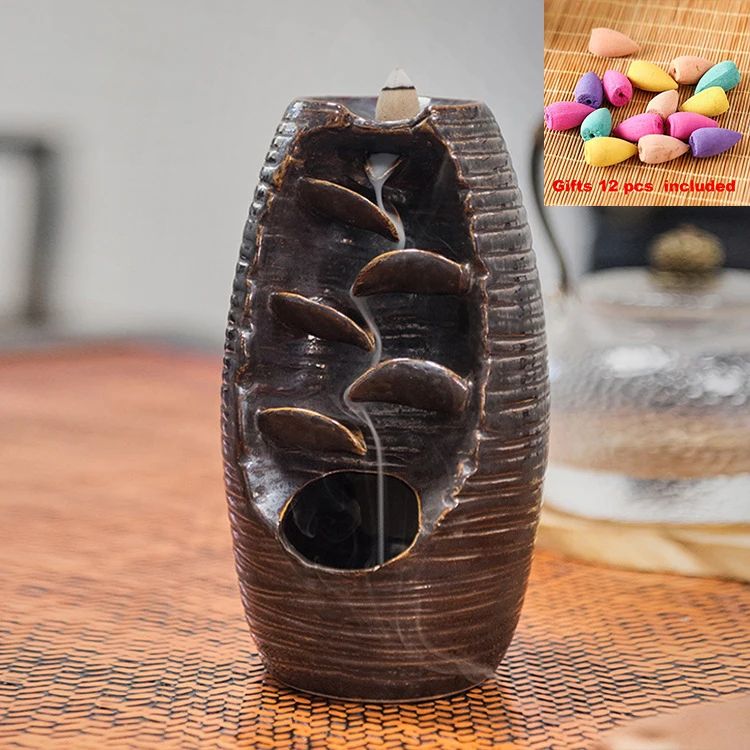 Ceramic Waterfall Incense Burner Set