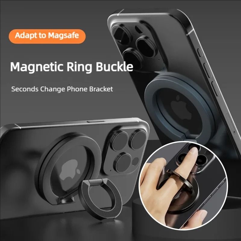 Double-Sided Magnetic Phone Ring Holder for MagSafe Multi-Angle Foldable Grip Stand