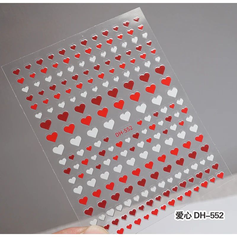 Romantic 3D Nail Art Stickers Set – Self Adhesive Nail Decals for French Tips (Hearts, Stars & Clouds)