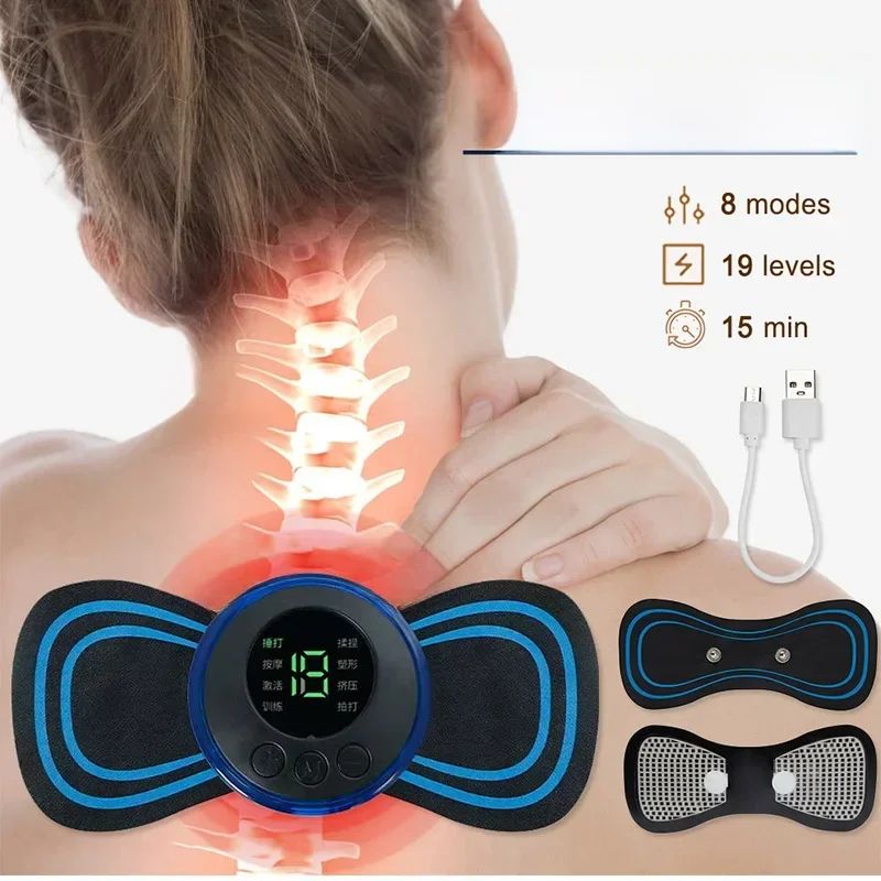 Portable Electric EMS Neck & Cervical Massager Patch – Mini Muscle Pain Relief & Fatigue Stimulator