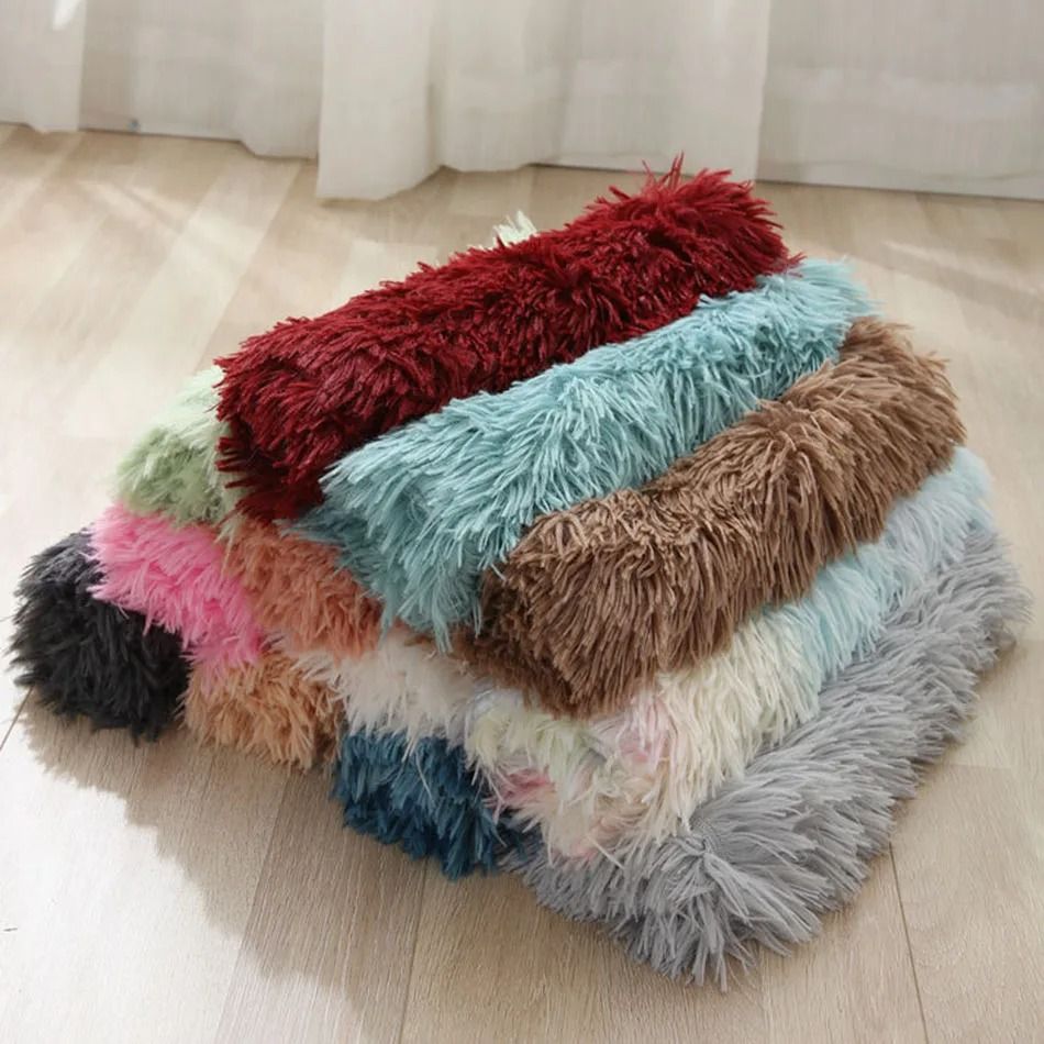 Plush Soft Warm Candy Colored Pet Bed Mat