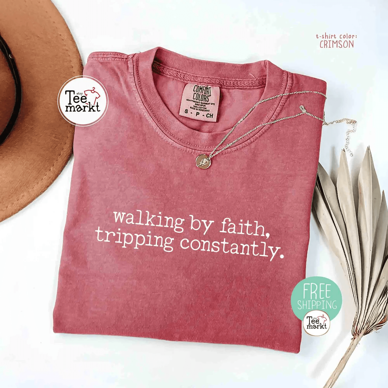 Walking By Faith Shirt Comfort Colors Christian Inspirational Bible Verse Tee