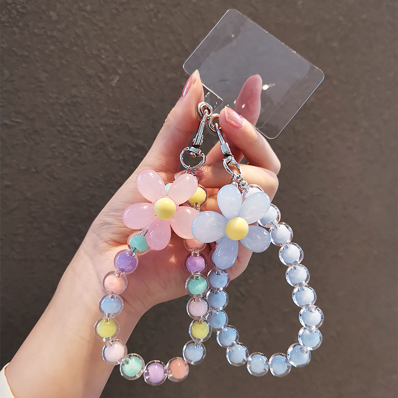 Macaron Beaded Phone Wrist Lanyard Anti Lost Phone Charm