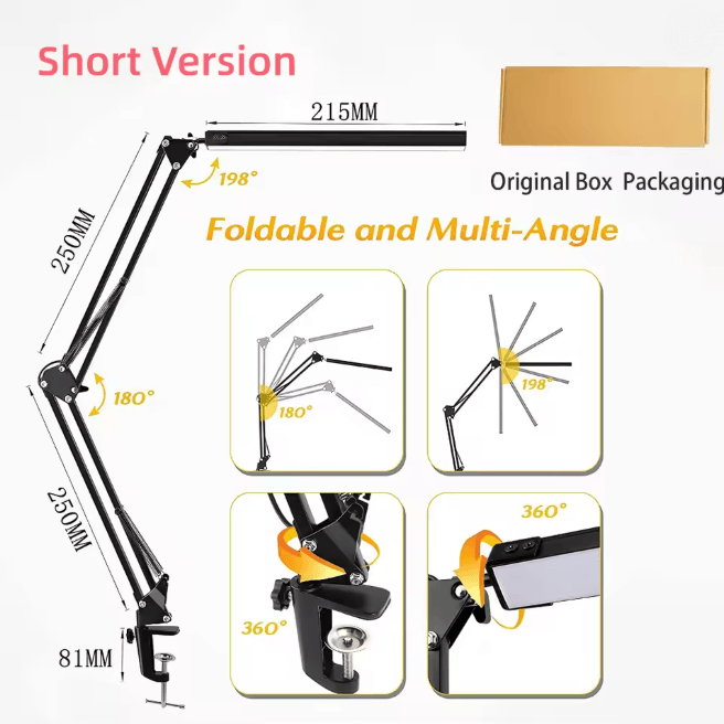10W LED Desk Lamp with Clamp Swing Arm Dimmable Eye Caring Light