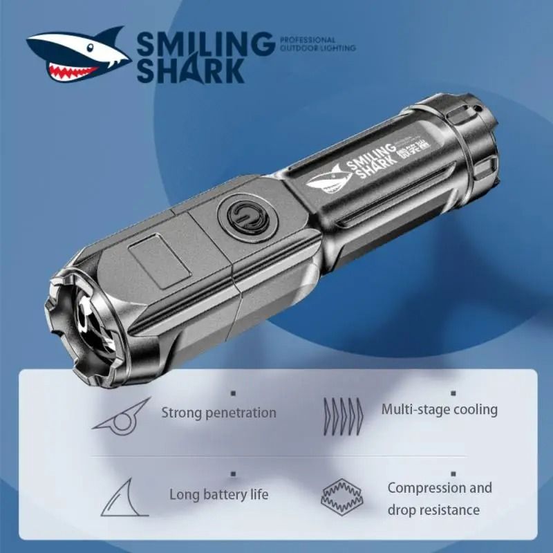 Rechargeable LED Flashlight with Zoom and Waterproof Design