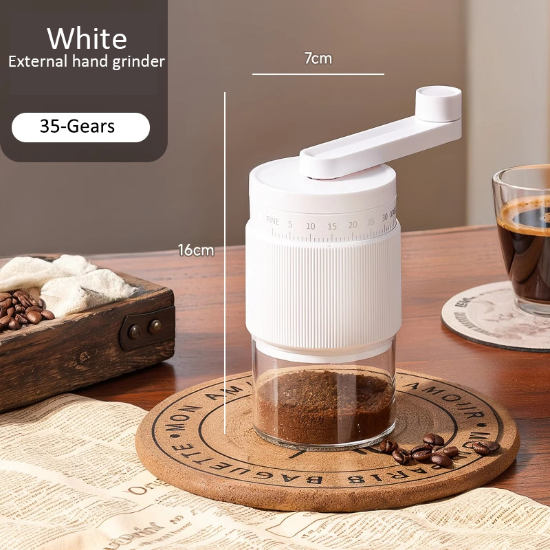 External Adjustable Coffee Bean Grinder, Gears Manual Burr Coffee Grinder, Professional Food-Grade Ceramic Grinder
