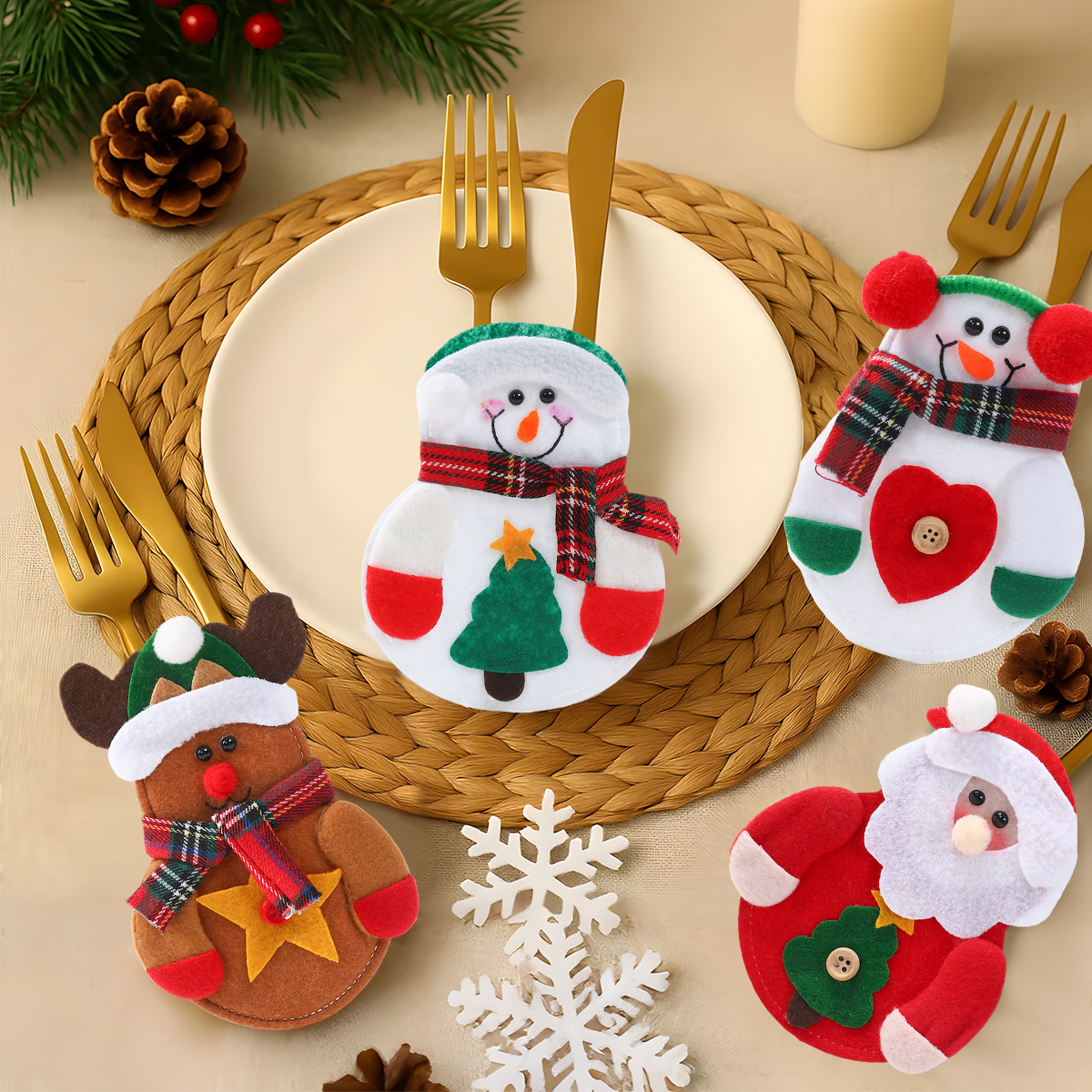 Christmas Cutlery Holders, Xmas Ornaments, Merry Christmas Decoration for Home 2025, Navidad Natal New Year Gift