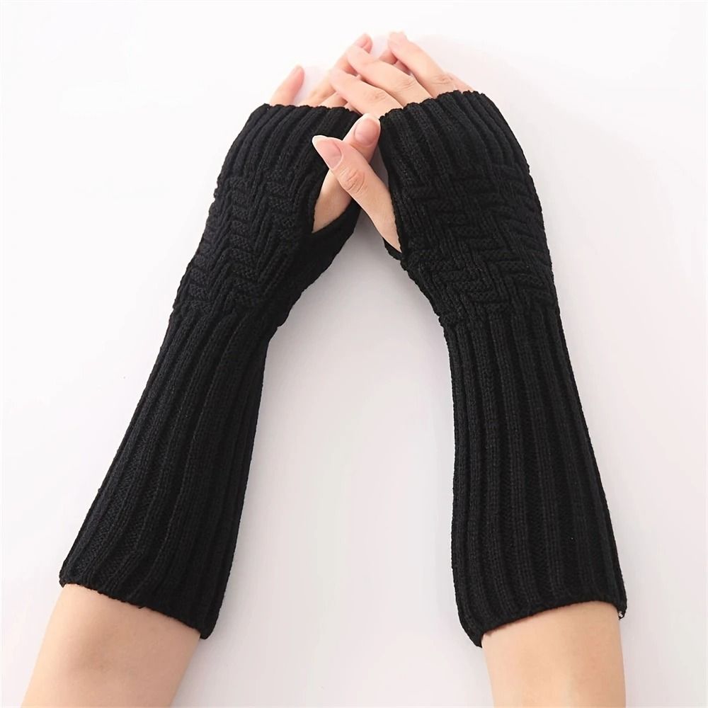 Unisex Crochet Fingerless Long Gloves and Knit Arm Warmers