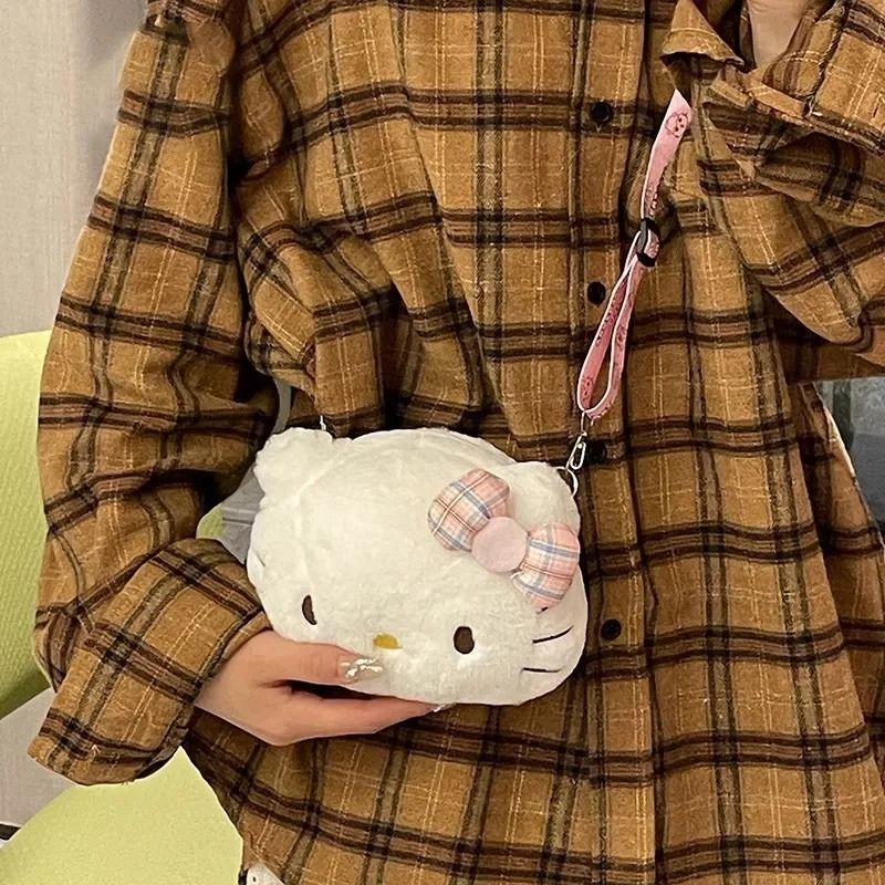 Hello Kitty Plush Crossbody Bag Kawaii Bow Shoulder Purse