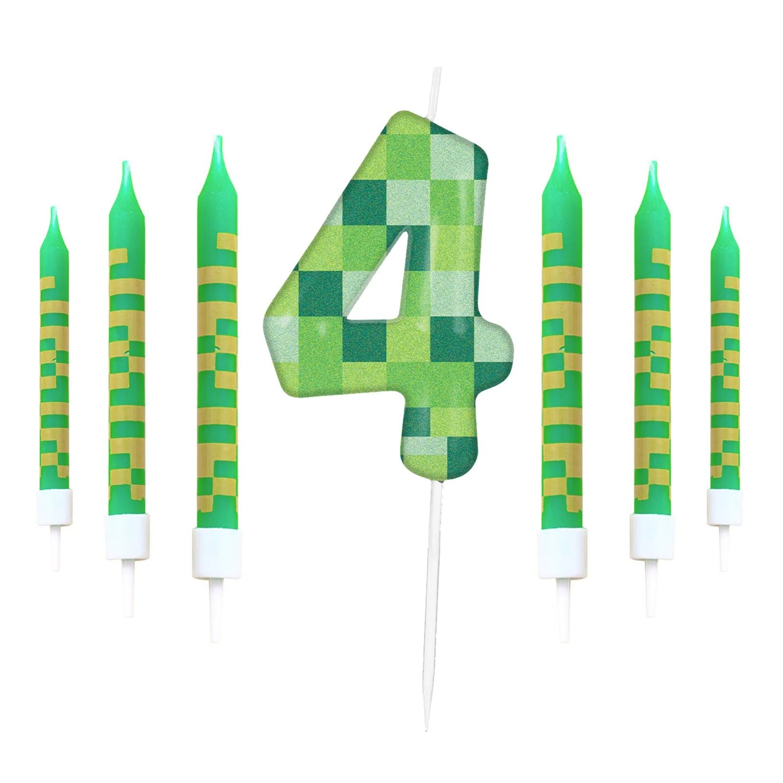 Pixelated Gamer Theme Birthday Candle Set
