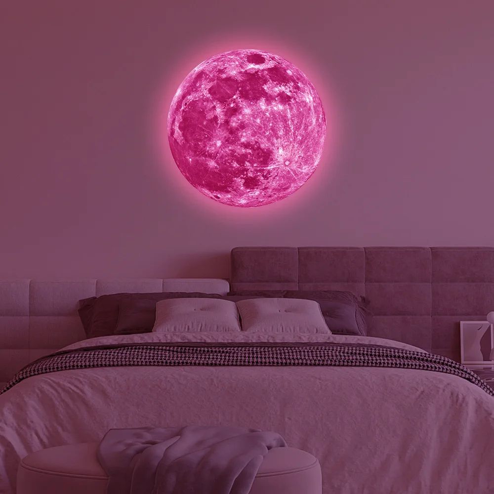 3D Glow in the Dark Moon Wall Sticker Luminous PVC Decal