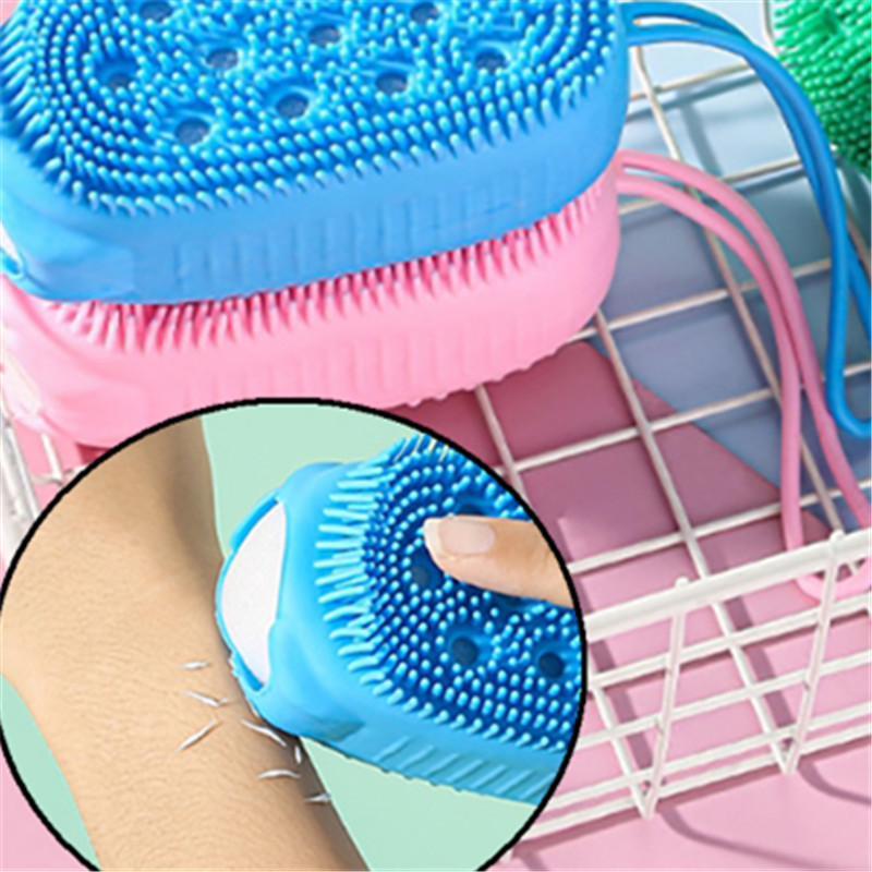 Double-sided Body Scrubber Handheld, Silicone Soft Bristles, Shower Bath Cleansing Skin Brush