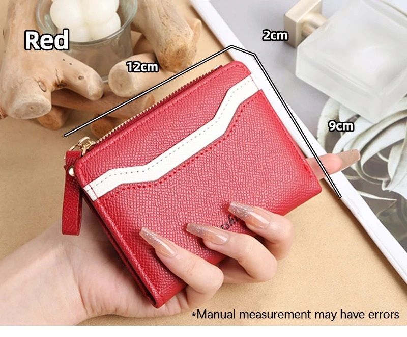 Simple and Elegant Ladies Fashion PU Spliced Small Wallet