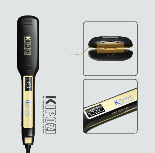 KIPOZI Titanium Hair Straightener Professional LCD Flat Iron & Curling Styler