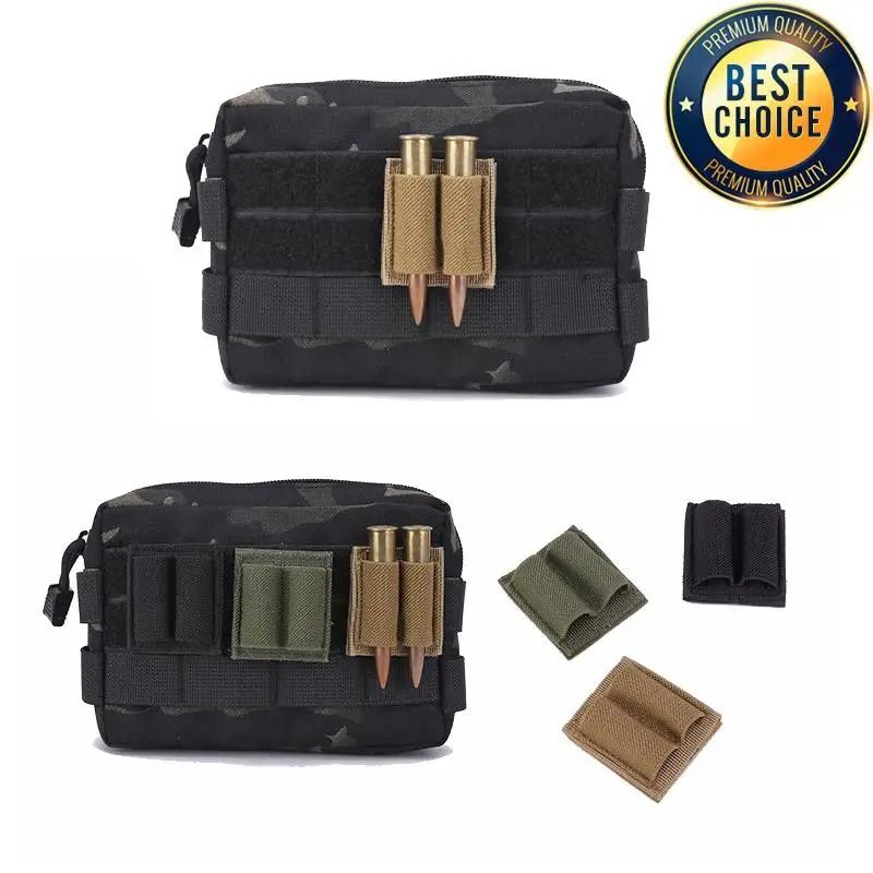 Tactical Two Round Ammo Holder Patch with Hook and Loop Backing