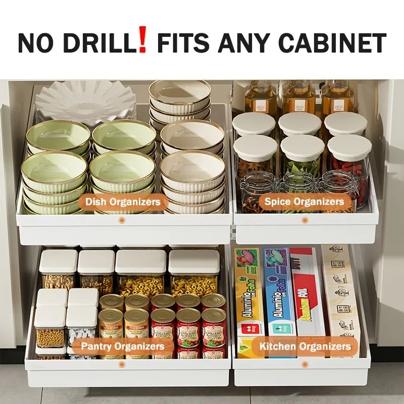 No Drill Slide Out Cabinet Organizer