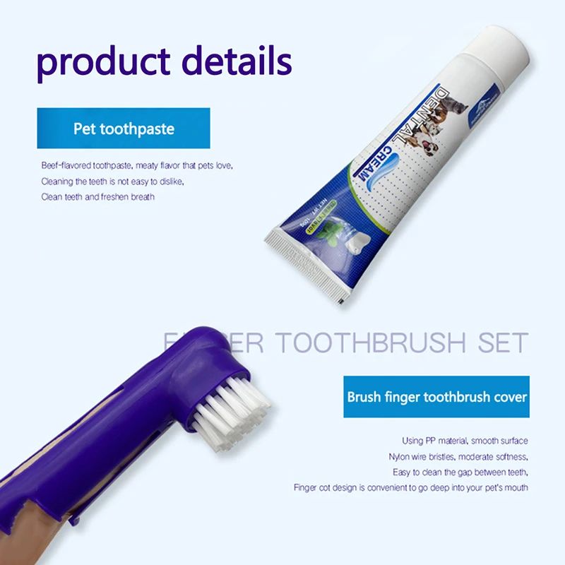 Dog Dental Care Kit Toothpaste Toothbrush And Finger Brush Set
