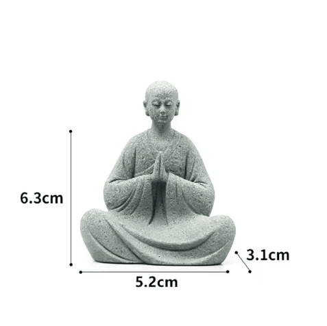 Wishing Monk Zen Garden Ornament – Mini Buddhist Figurine for Aquarium & Desktop Decor