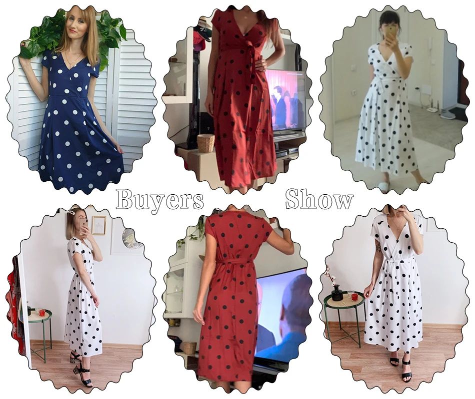 Women White Boho Polka Dot V Neck Summer Maxi Dress