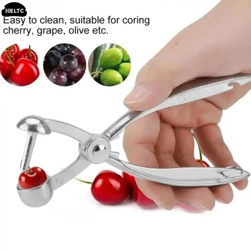 Cherry pitter and olive pitter handheld plunger - Quick fruit pit remover tool for clean, intact fruit
