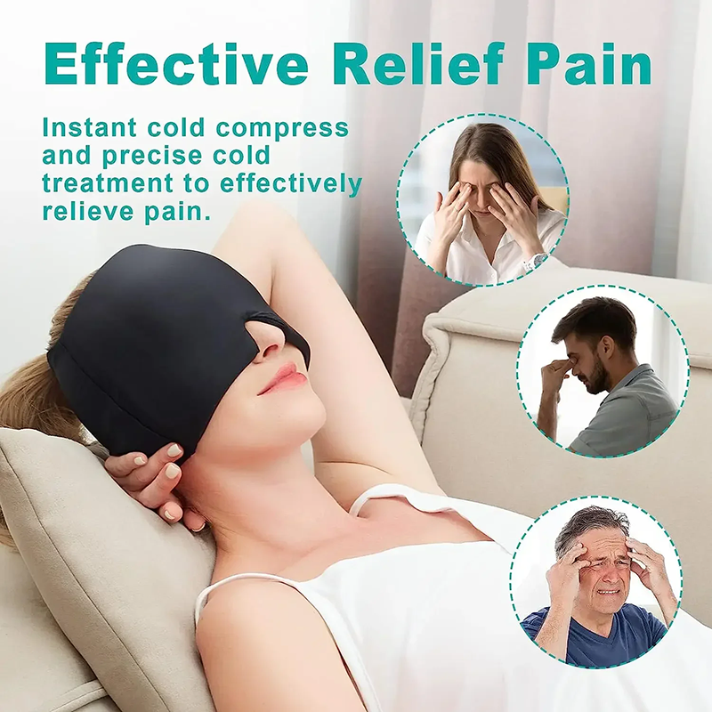 Headache Relief Hat Compress Face Mask, Migraine Gel Cold Ice Head Wrap Pack, Sleep Tool For Sinus Stress Tension