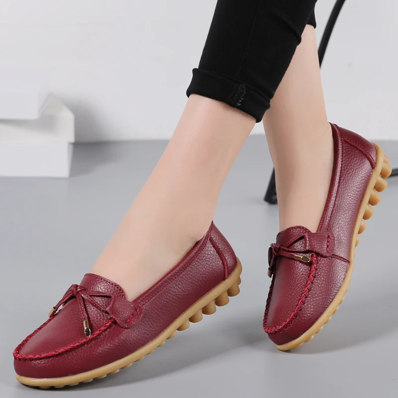 Genuine Leather New Woman Flats Shoes Ballet Flat Sneakers Soft Moccasins Ladies Boat Ballerina Espadrilles Creepers