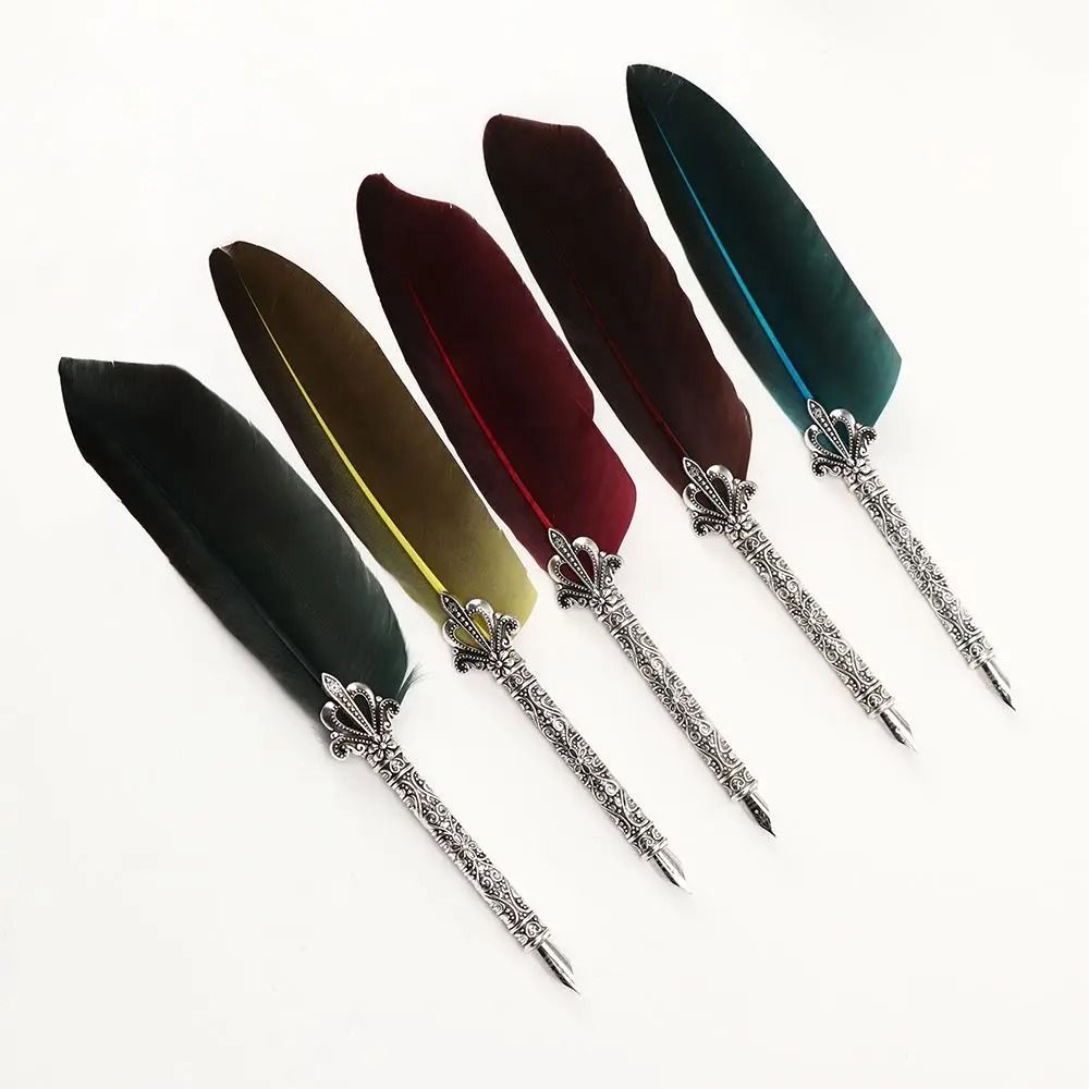 Luxury Feather Quill Pen Set Vintage Calligraphy Pen with 5 Nibs Gift Box