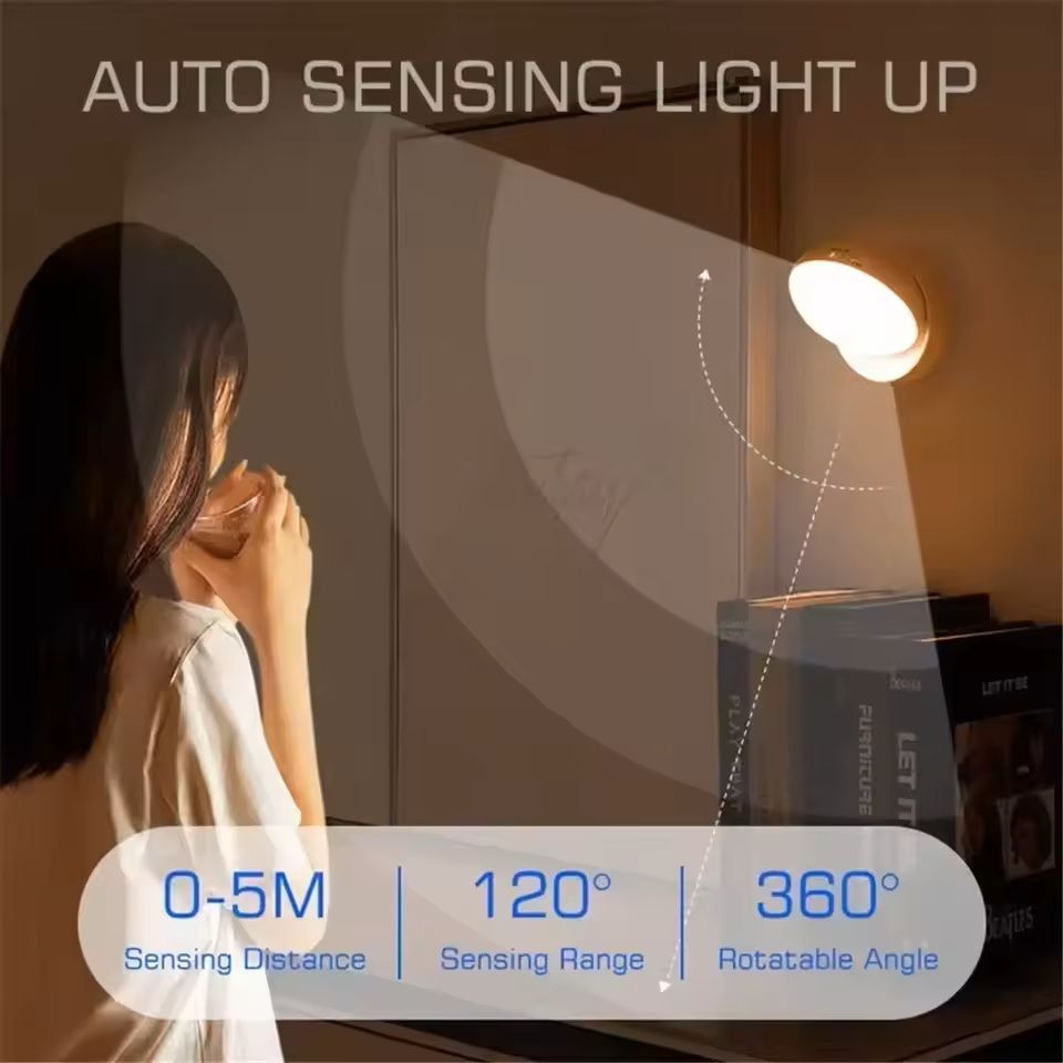 Wireless Motion Sensor Night Light with Magnetic Base and 360 Rotation