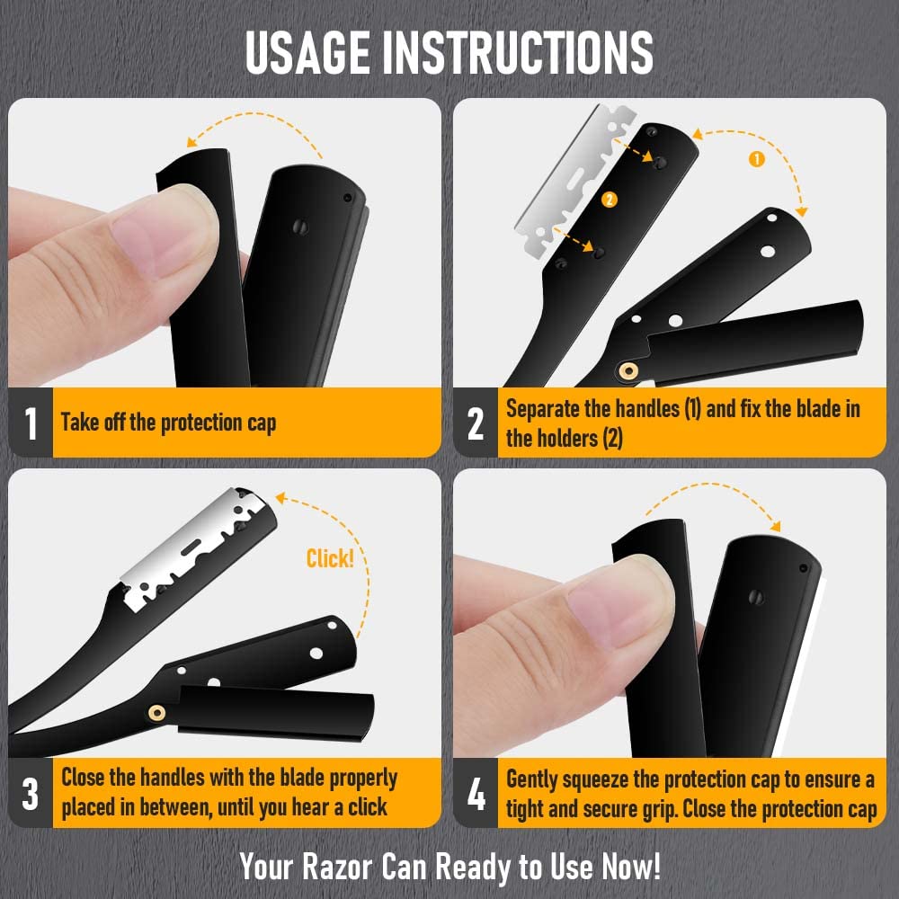 Classic Black Folding Straight Razor Holder for Men
