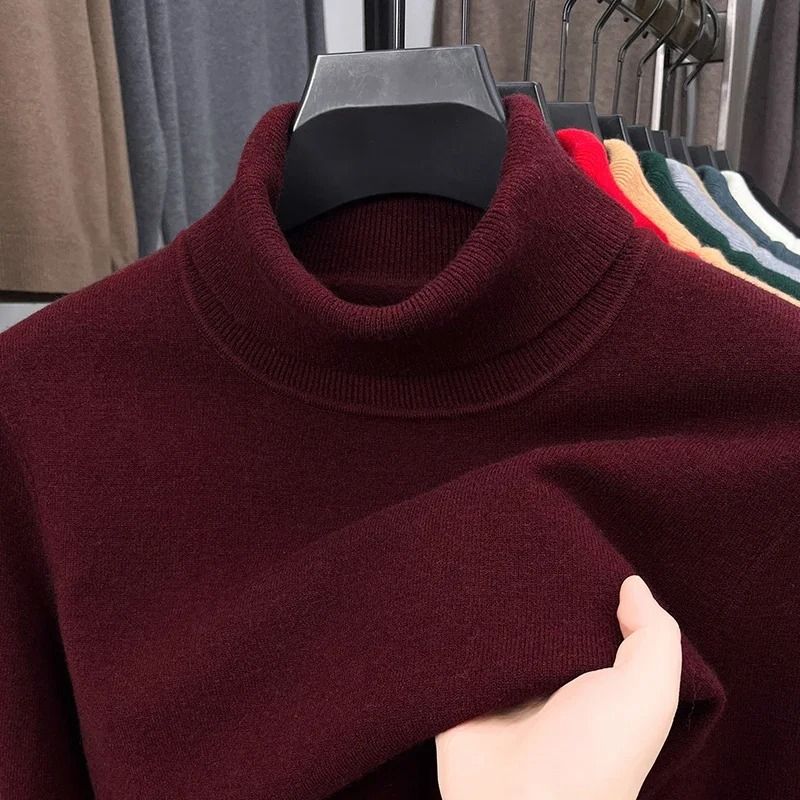 Mens Slim Fit Turtleneck Sweater Anti Pilling Knit Pullover