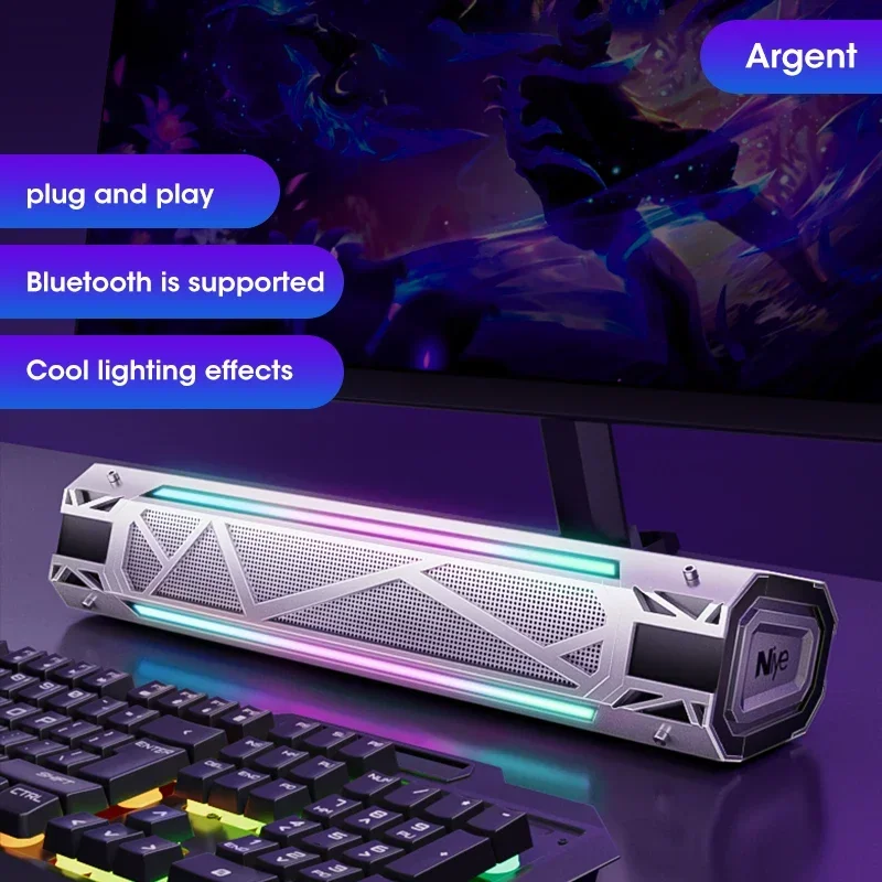 Niye Bluetooth Computer Speaker with RGB Lighting, Surround Sound Subwoofer – Wired & USB Powered Audio System