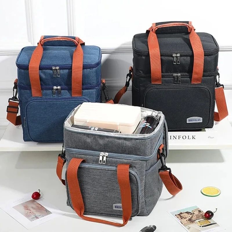 Double Layer Large Capacity Insulated Lunch Bag