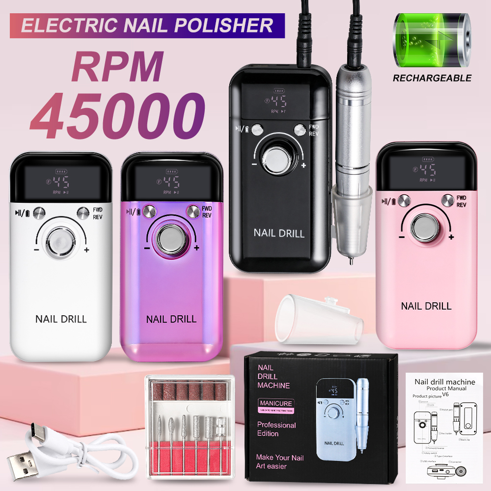 Professional Electric Nail Drill with LCD Screen Rechargeable Manicure Tool for Gel Polish