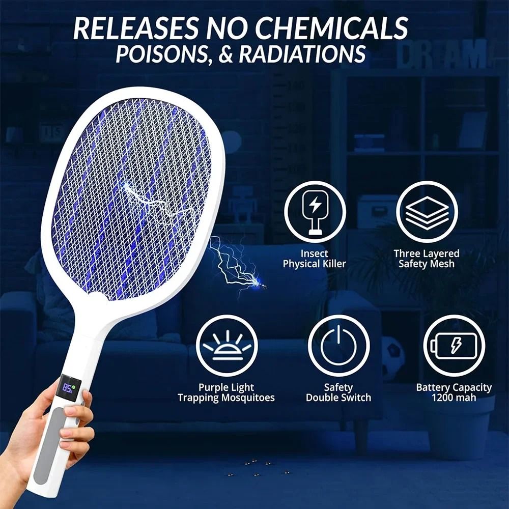 4000V Electric Fly Swatter Insect Killer with Automatic Mode