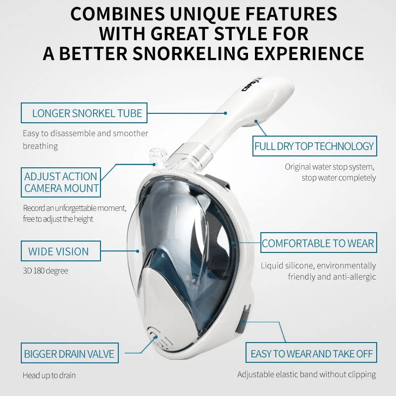 Full Face Snorkeling Mask with Anti Fog Design for Adults