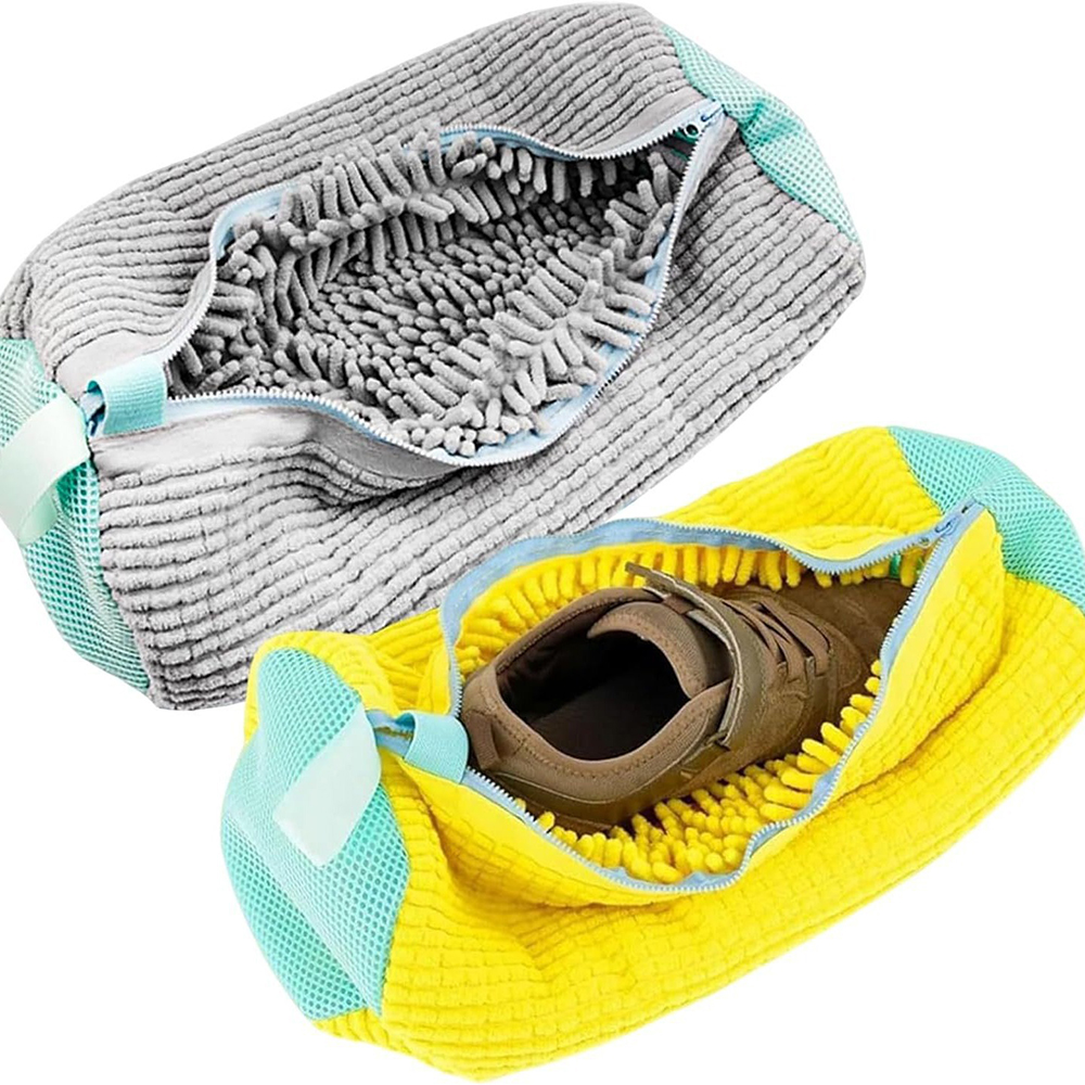 Padded Net Laundry Shoes Bag, Fluffy Fibers Protector, Polyester Washing Machine Bag for Shoes