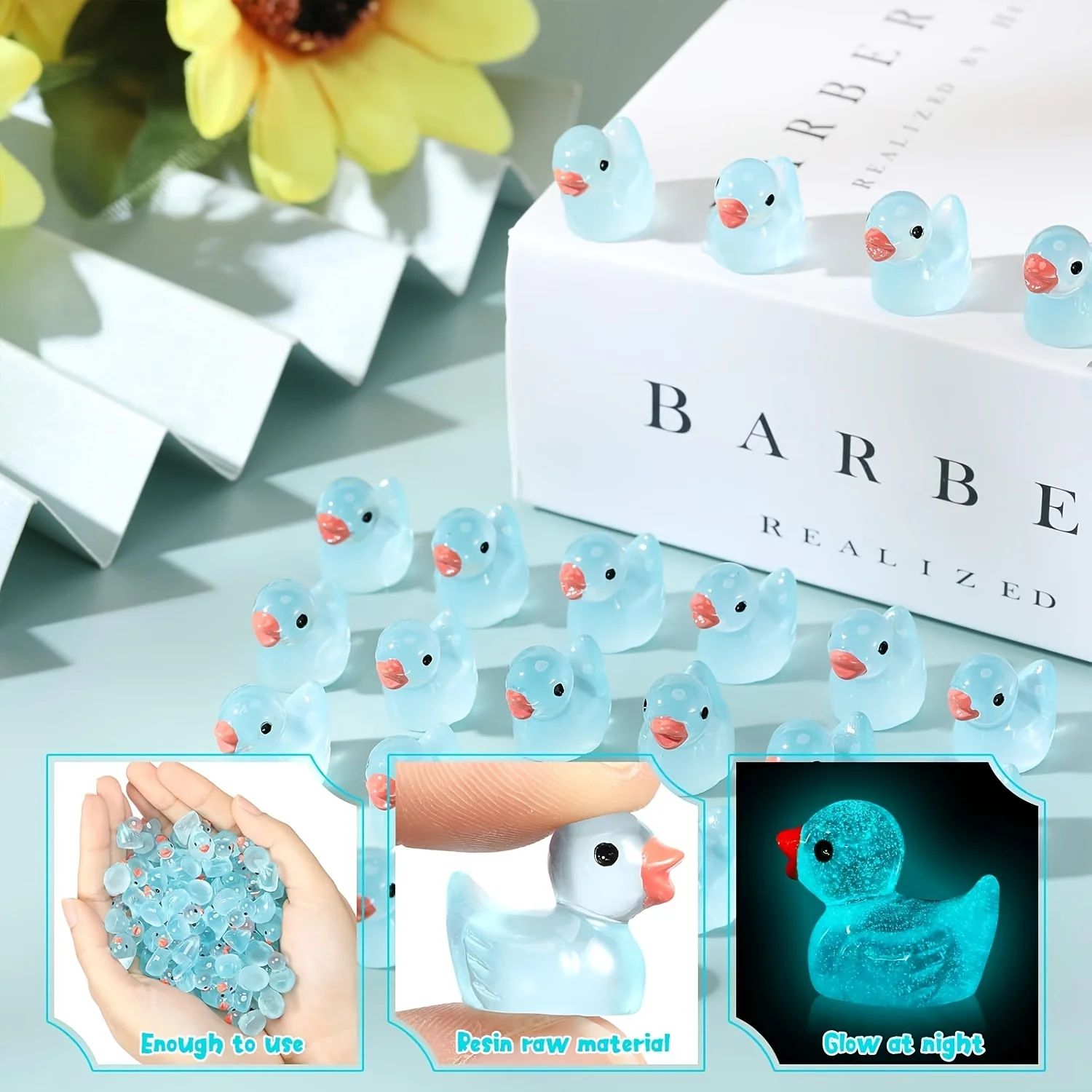 Glow in the Dark Mini Blue Duck Figurines Set