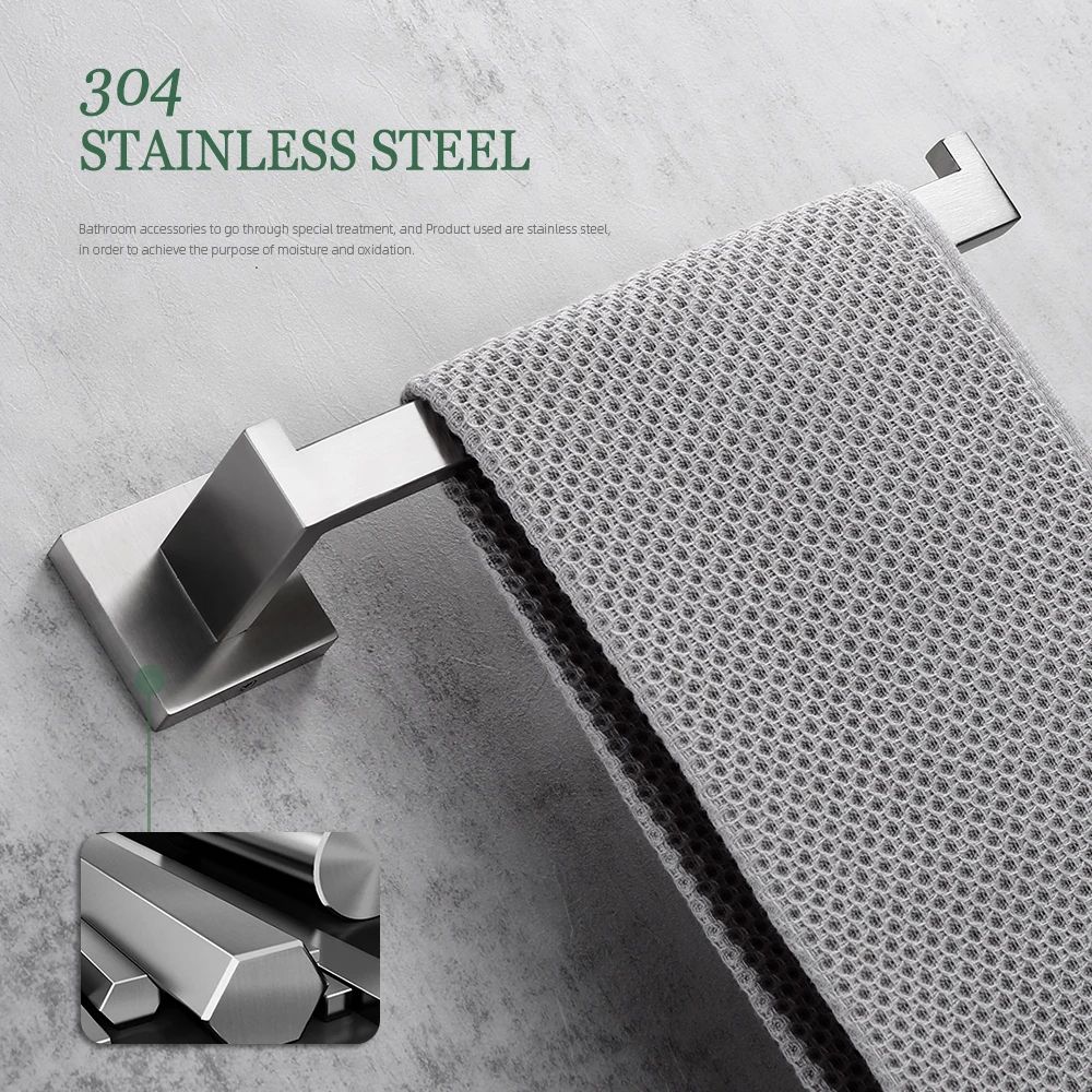 Brushed Steel Bathroom Hardware Set