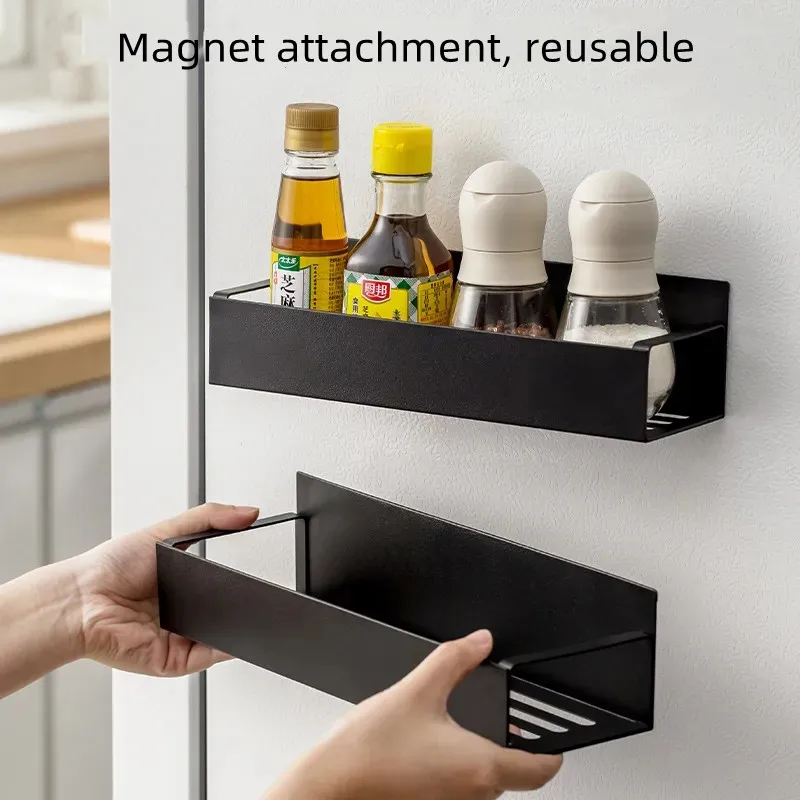 Space Saving Refrigerator Magnetic Shelf Hanging Basket Storage Rack Kitchen Organizer Sundry Holder Spice Shelf