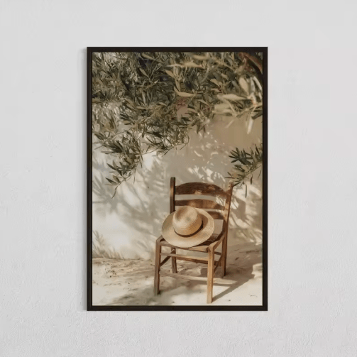 Minimalist Olive Tree Canvas Wall Art – Mediterranean Frameless Still Life Poster