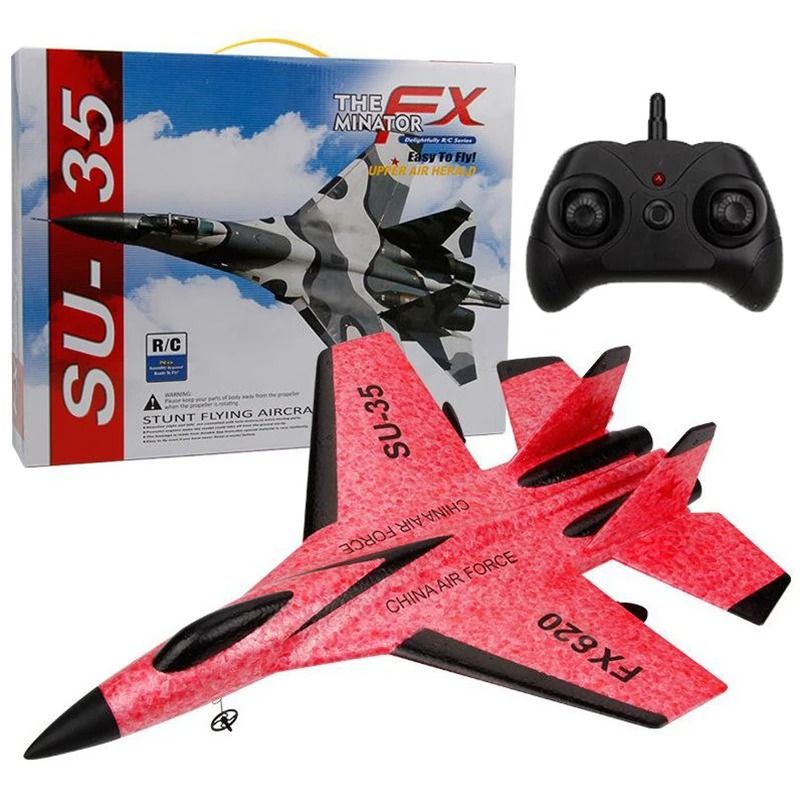 RC Foam SU-35 Fighter Jet Glider with Remote Control and LED Lights