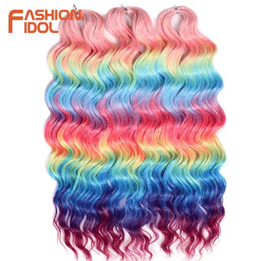 Anna Hair 24 Inch Loose Deep Wave Synthetic Crochet Braiding Hair Ombre Blonde Water Wave