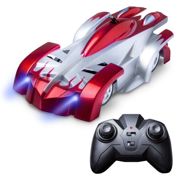 Remote Control Wall Climbing Car with LED Lights - USB Rechargeable, Lightweight, Strong ABS