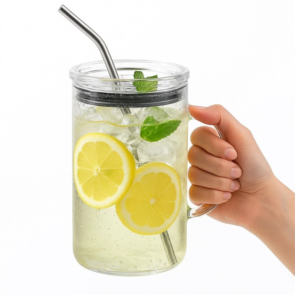 1000ML Ultra-Capacity Glass Tumbler – High-Performance Iced Coffee Mug with Straw & Lid