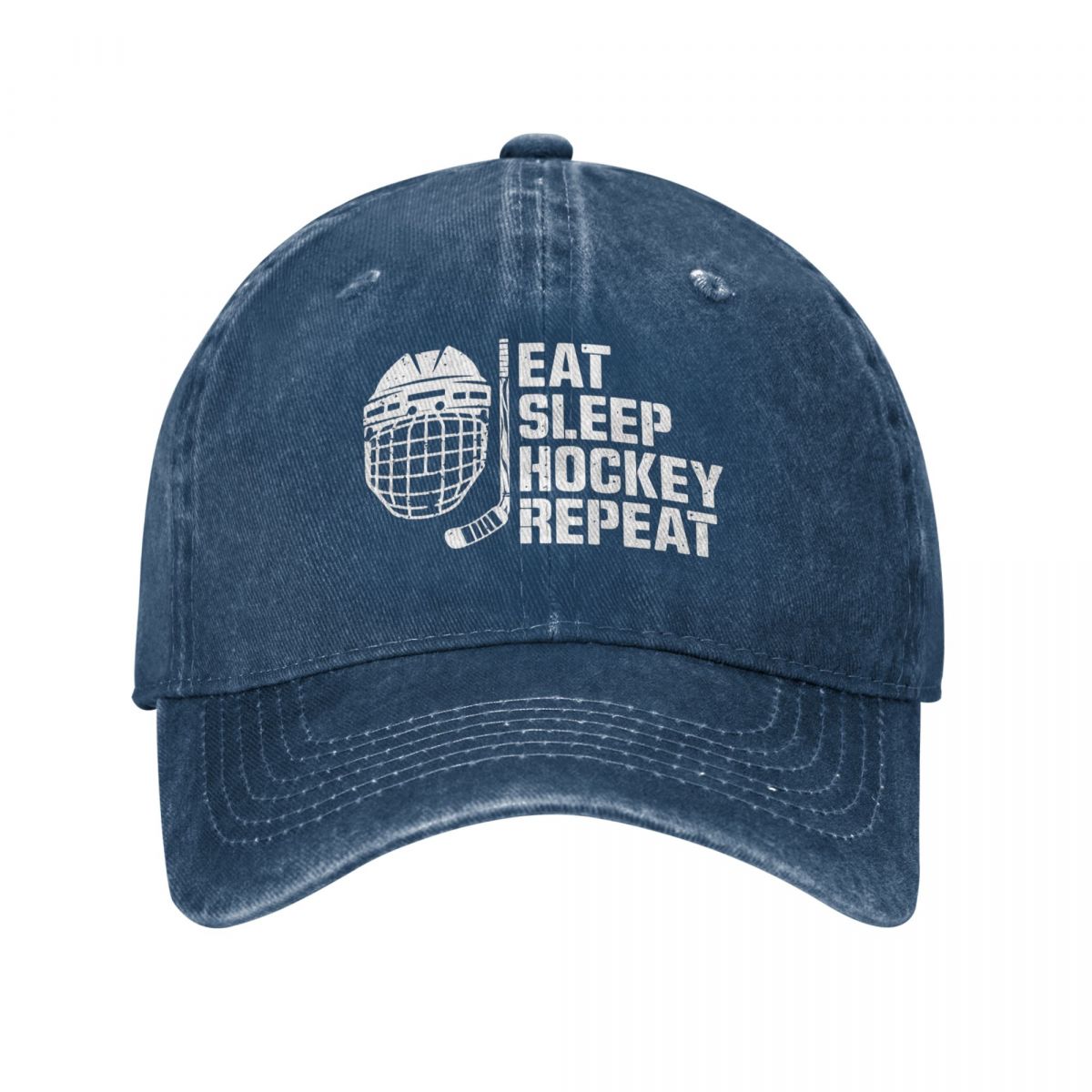 Adjustable Trucker Dad Hat, Women Mens Eat Sleep Hockey Repeat Printed Baseball Cap, Baseball Snapback Cap