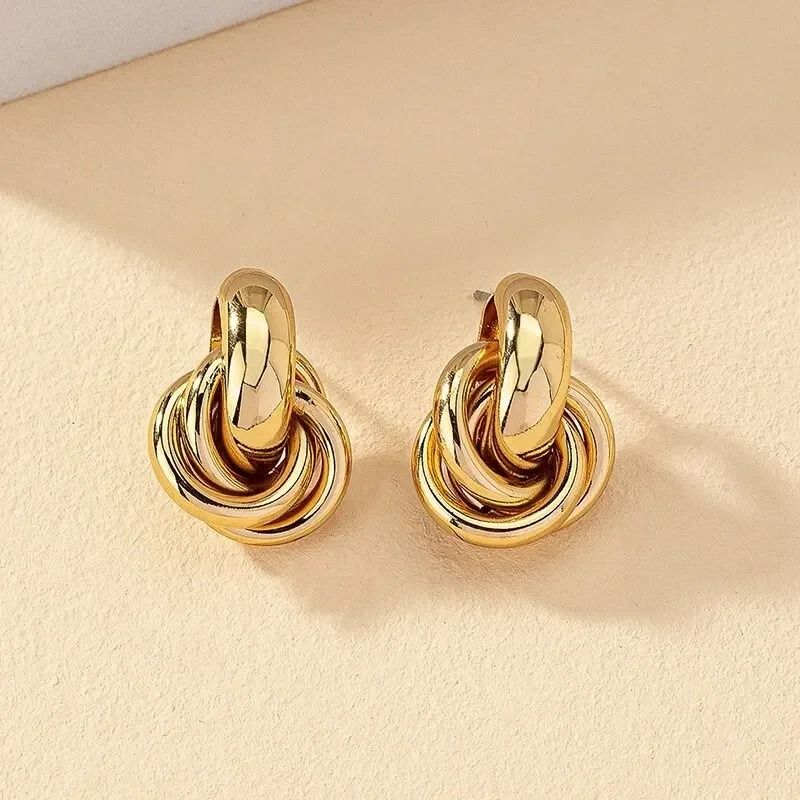 Shiny Plating Knot Hoop Earrings