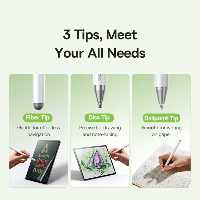 Baseus 3 in 1 100 W Multi-Connector Stylus Pen – Universal Touch & Draw Pen for iPhone/iPad/Samsung/Xiaomi/Huawei