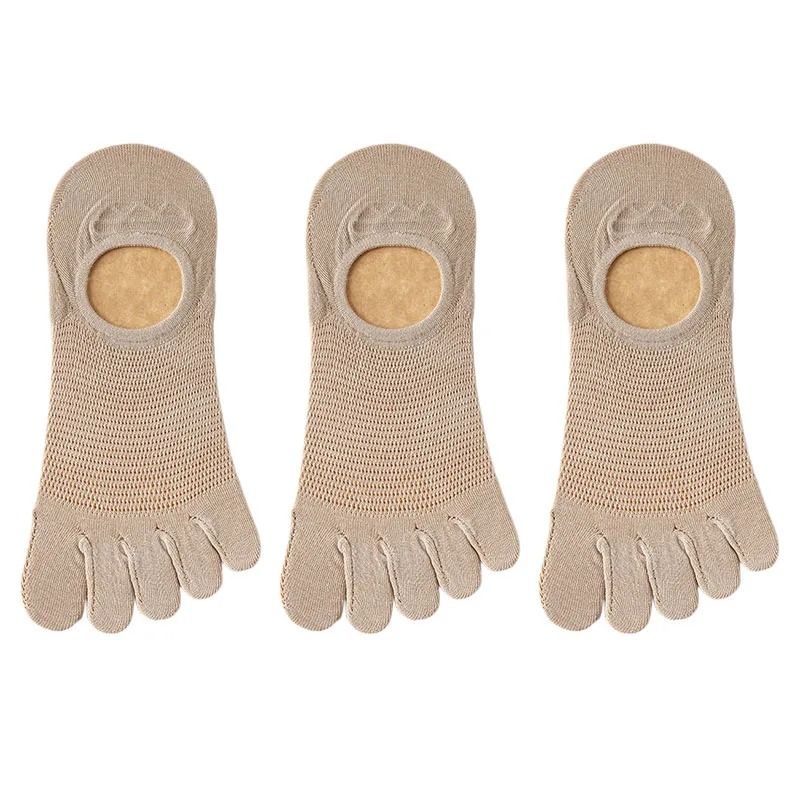 3 Pairs Mens Breathable Toe Socks Casual Finger Boat Socks