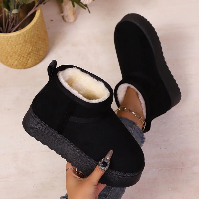 New Winter Warm Boots for Women Fashion Short Shoes with Real Sheepskin Wool Fur Snow Boots Comfortable Low-cut Design